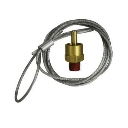 MIDLAND METAL SelfSealed Air Tank Drain Valve With 3 ft Nylon Coated Pull Cable, Brass Body 39597